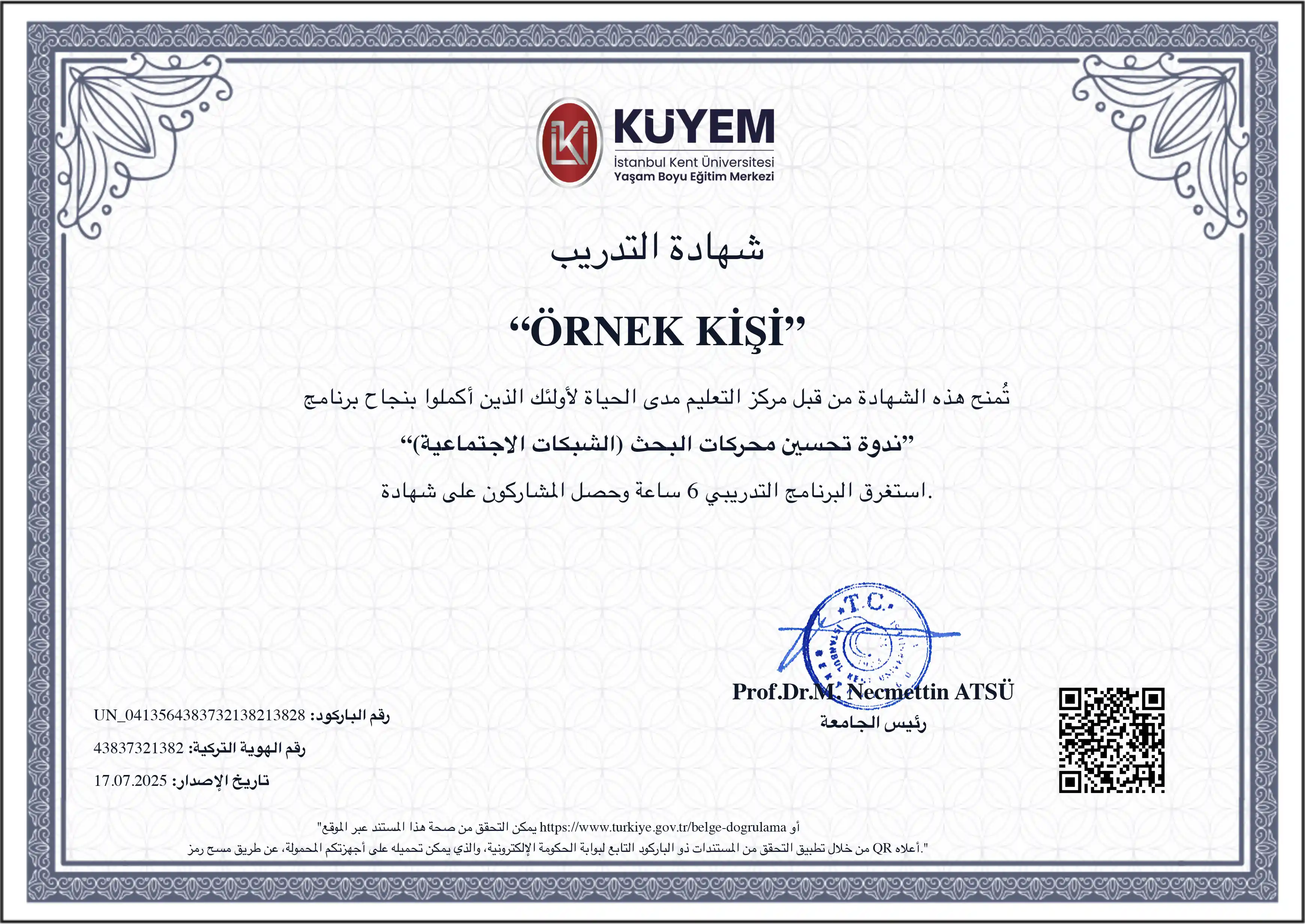 Eğitim Arapça Sertifikası