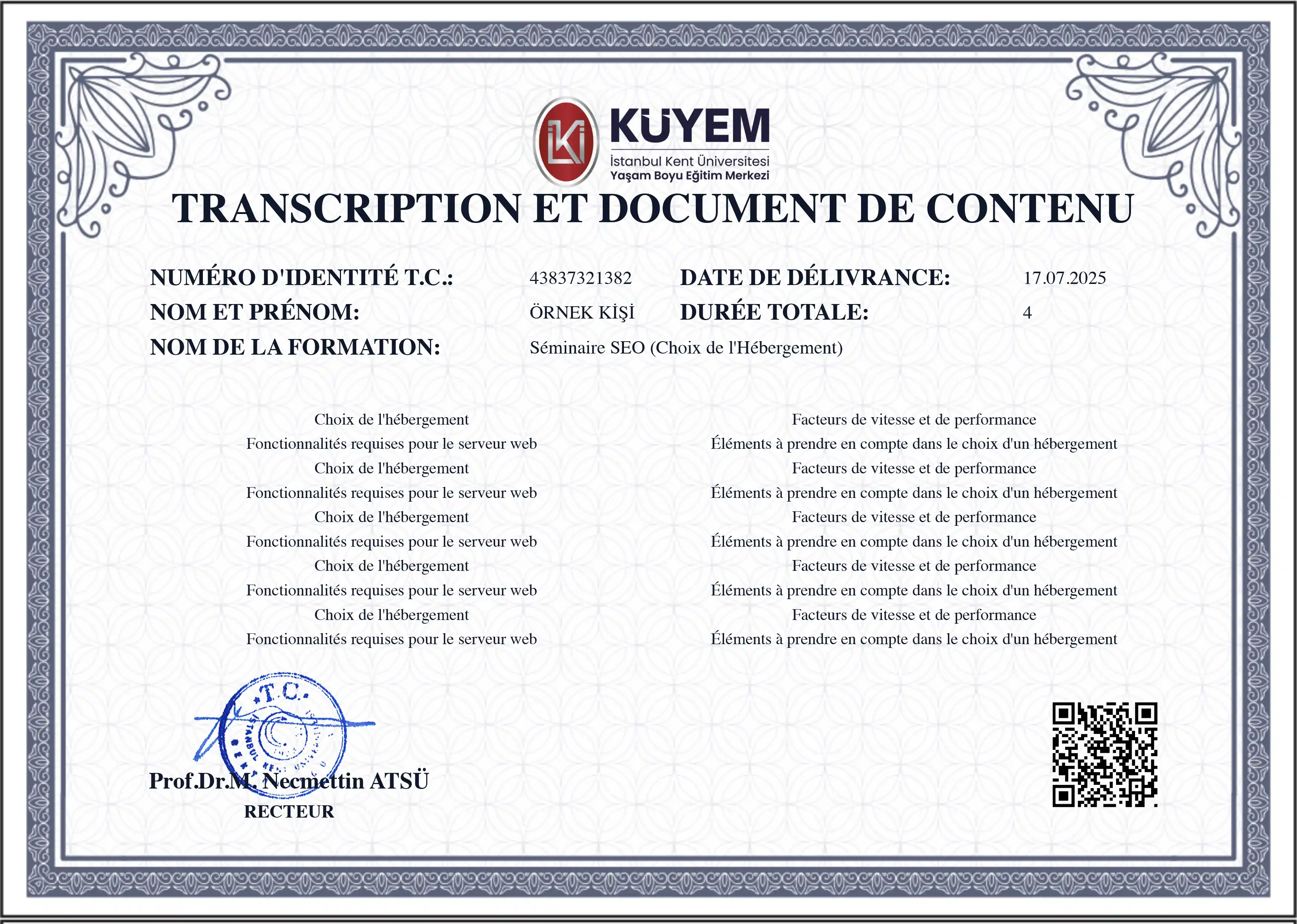 Eğitim Fransızca Transkripti