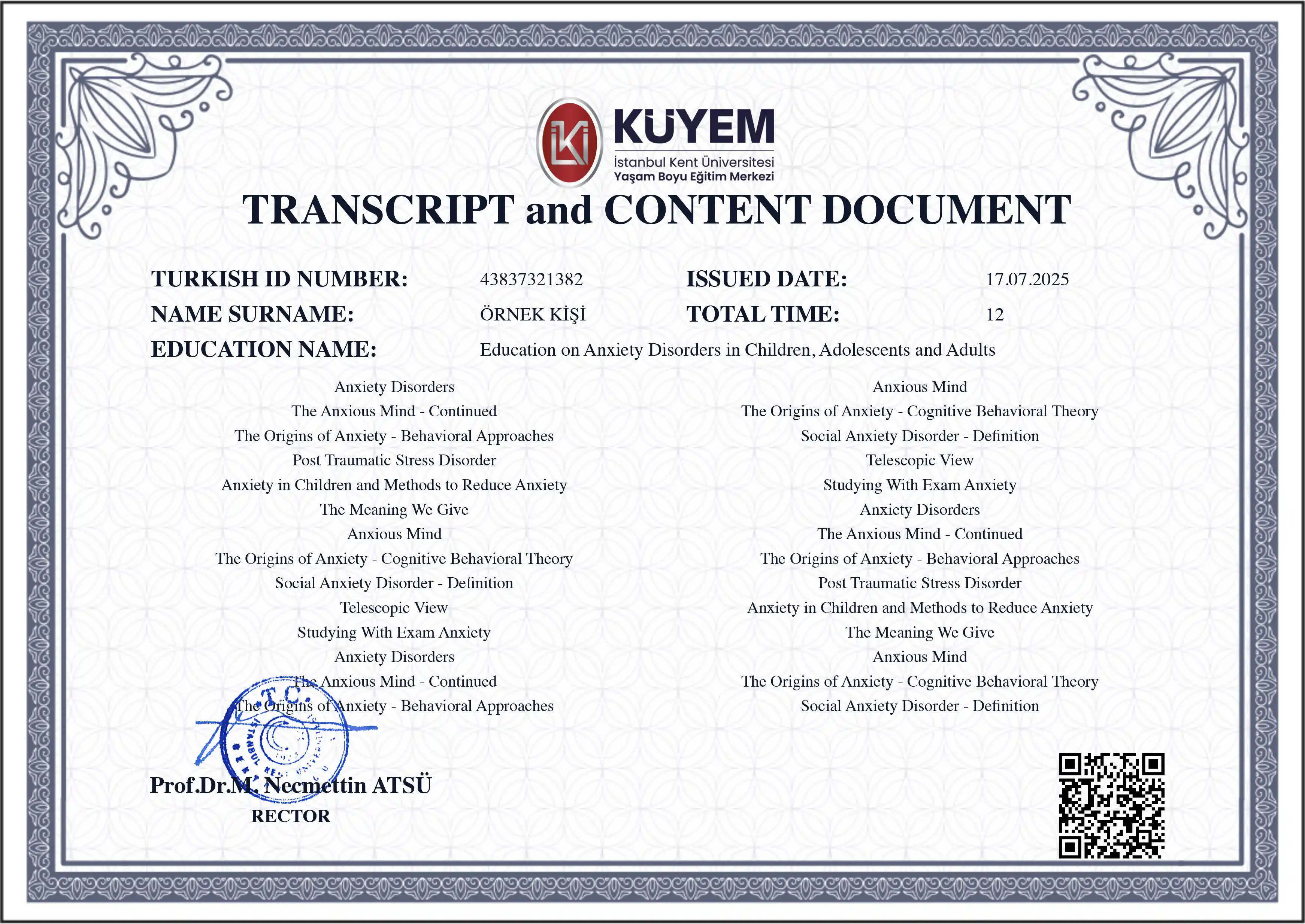 Eğitim İngilizce Transkripti