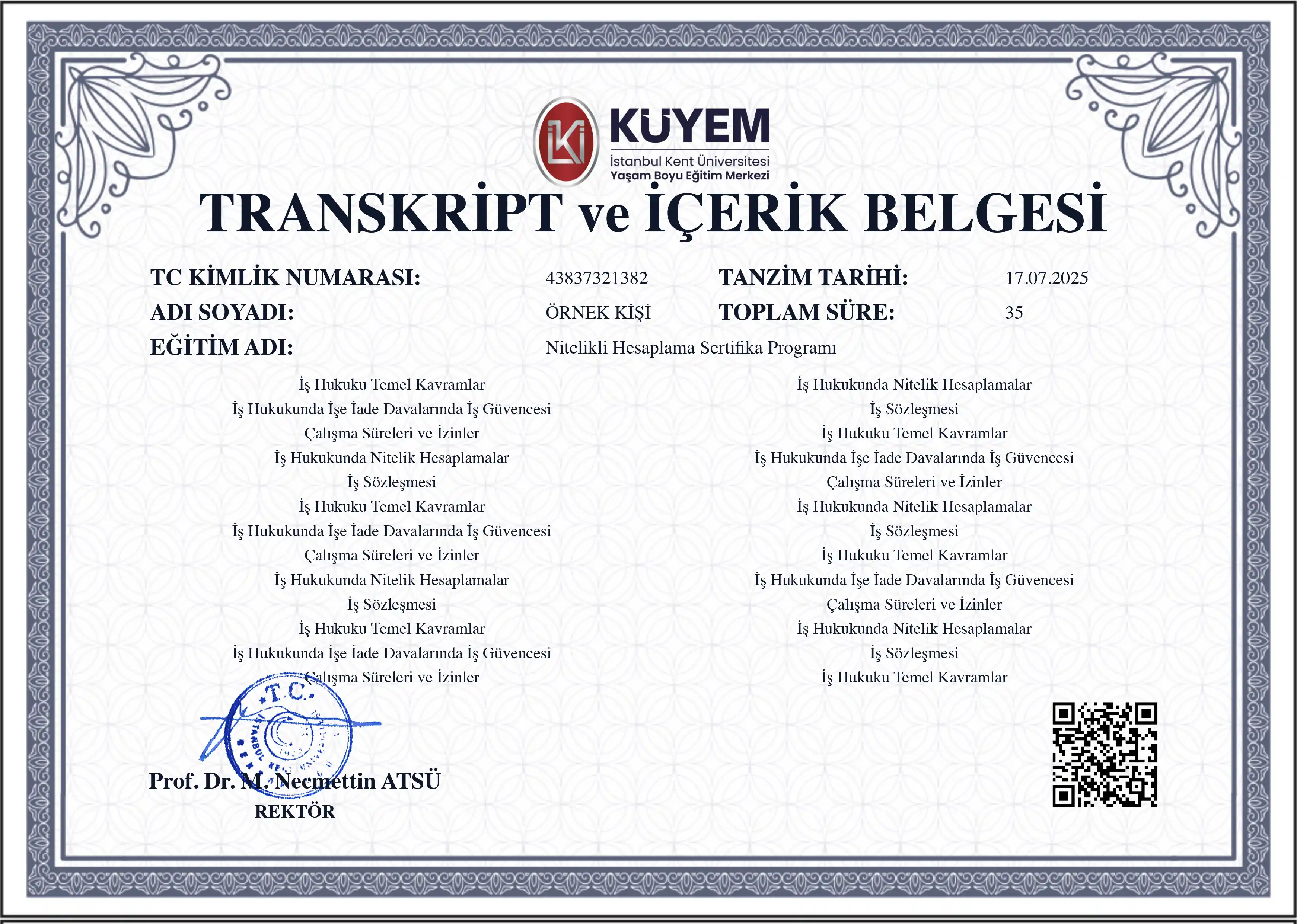 Eğitim İngilizce Transkripti