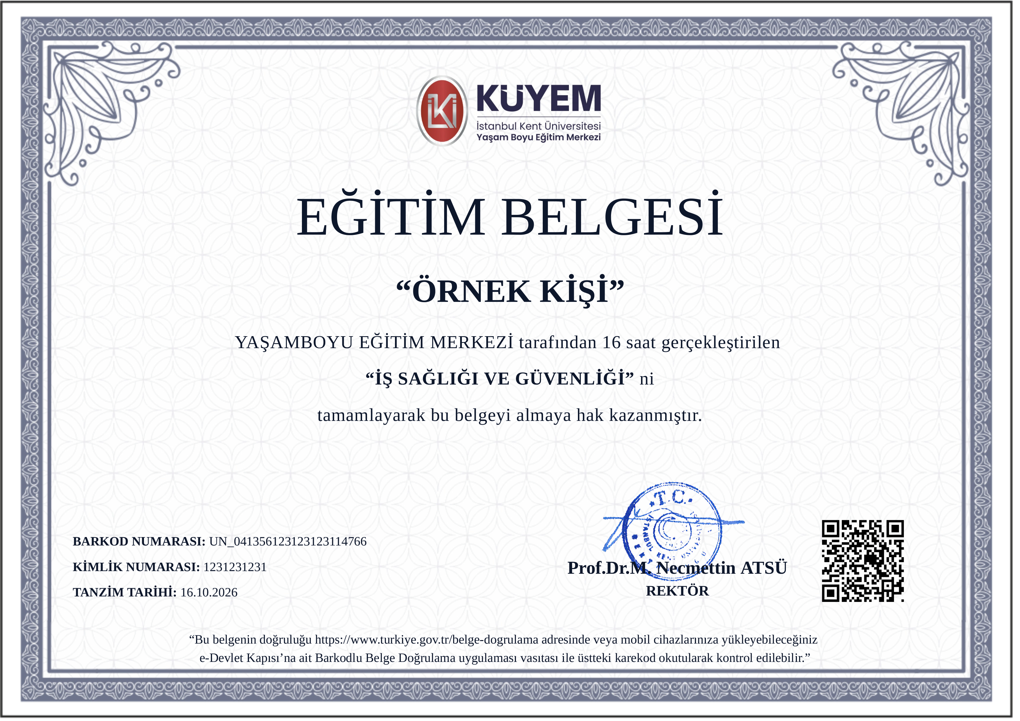 Eğitim İngilizce Belgesi