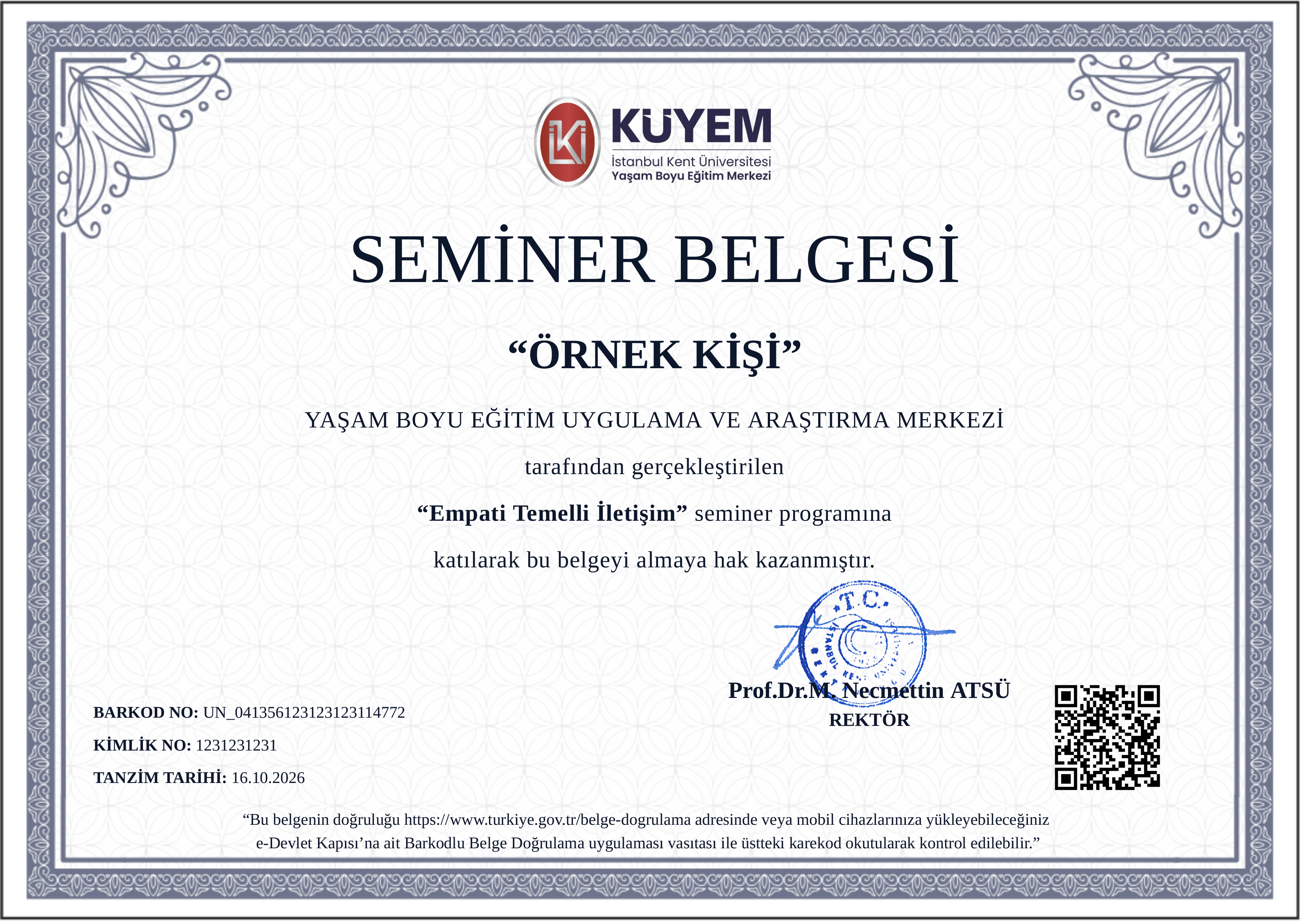 Eğitim İngilizce Belgesi