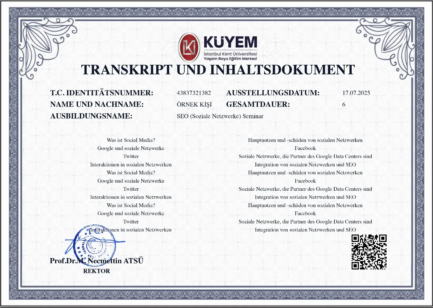 Eğitim Almanca Transkripti