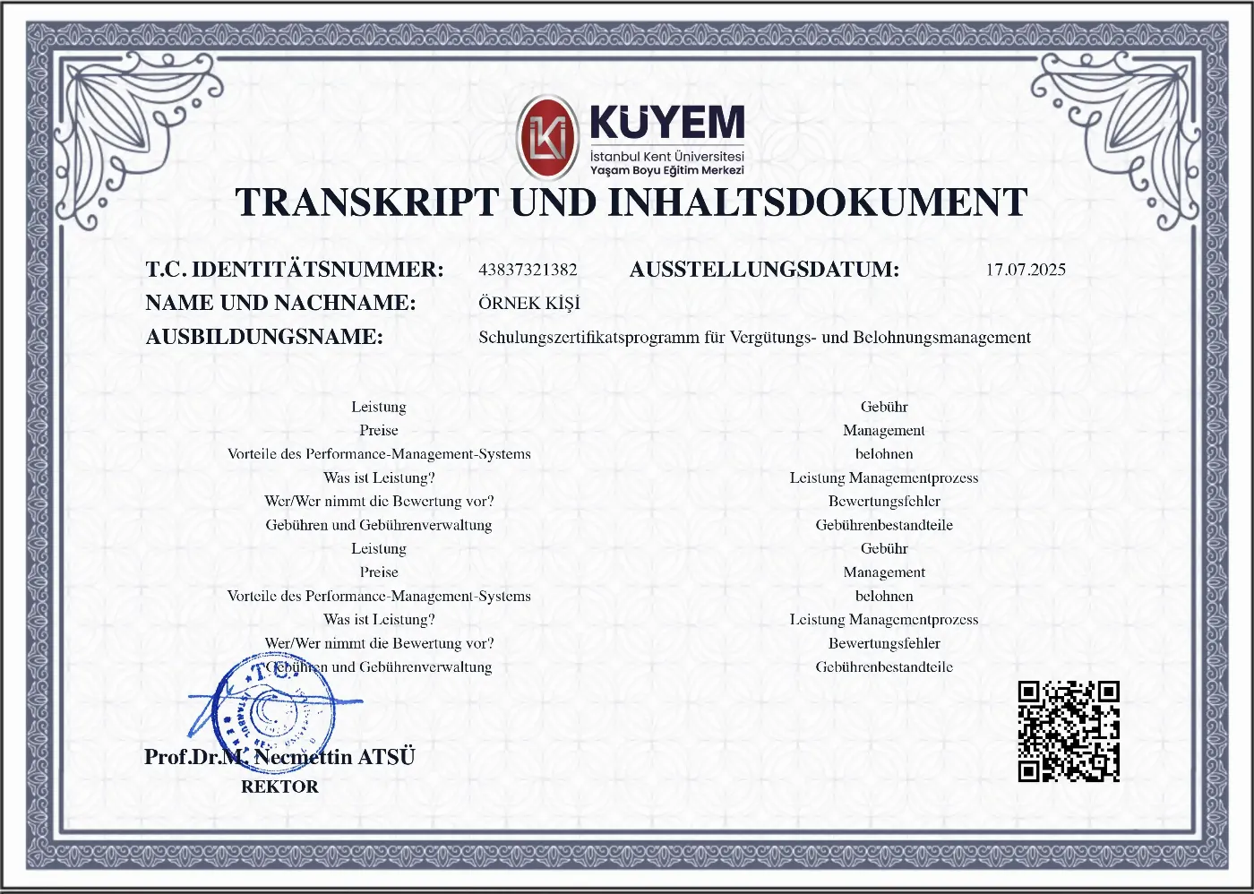 Eğitim Almanca Transkripti