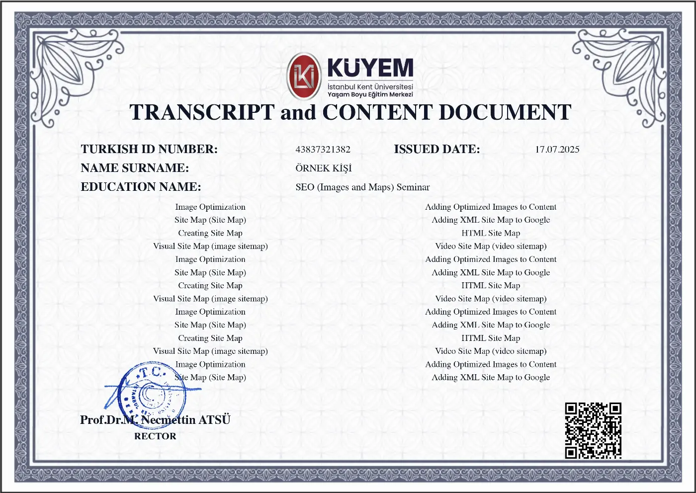 Eğitim İngilizce Transkripti