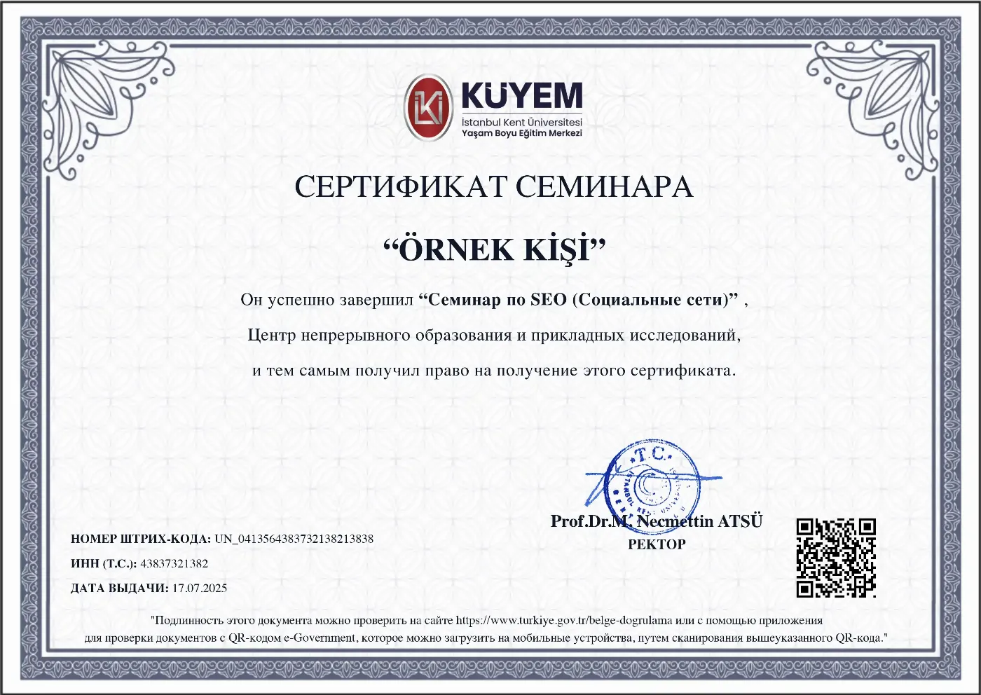 Eğitim Fransızca Belgesi