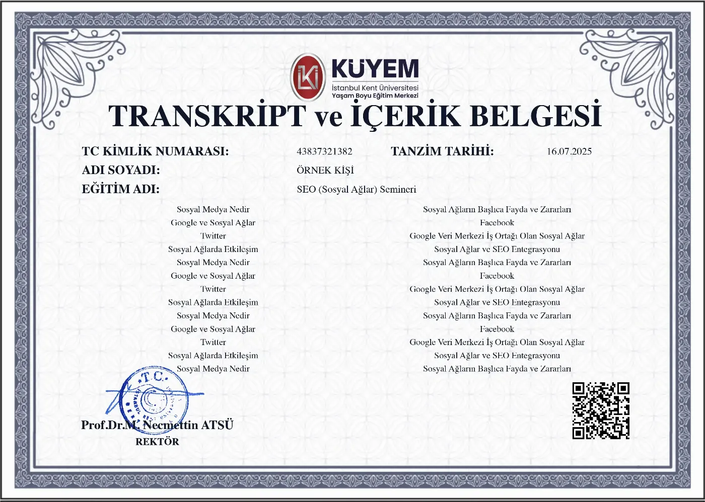 Eğitim İngilizce Transkripti