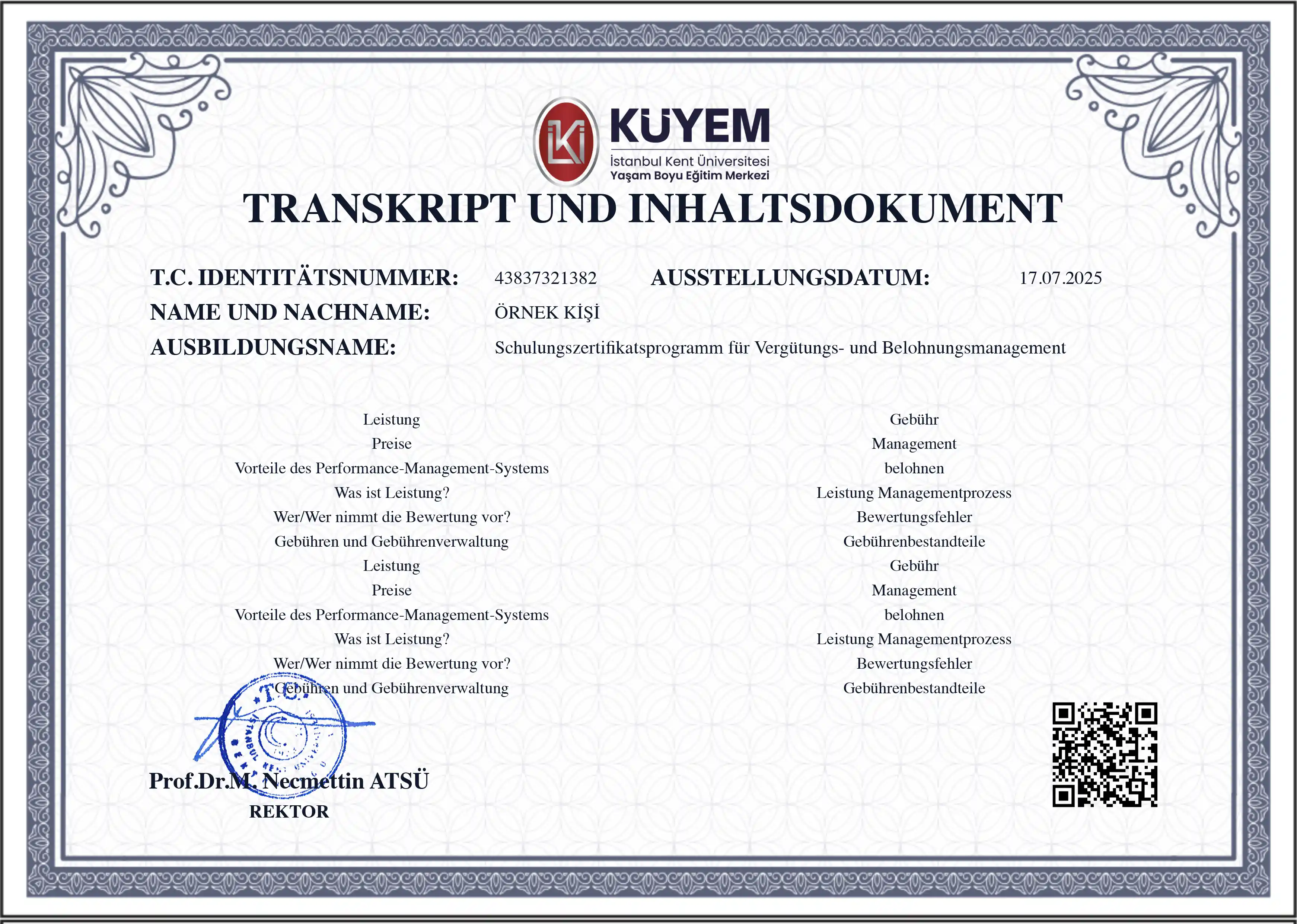 Eğitim Almanca Transkripti