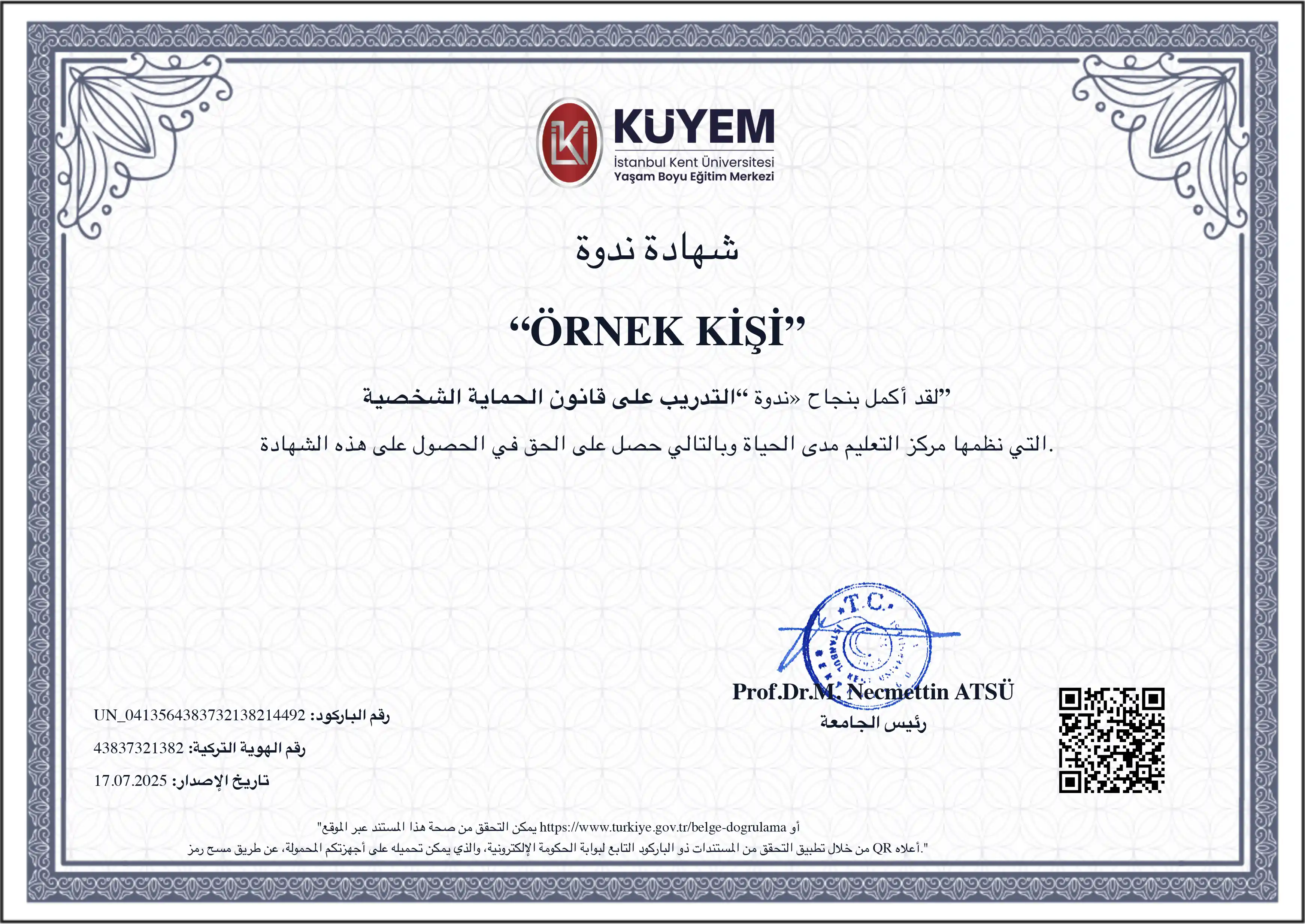 Eğitim Arapça Sertifikası