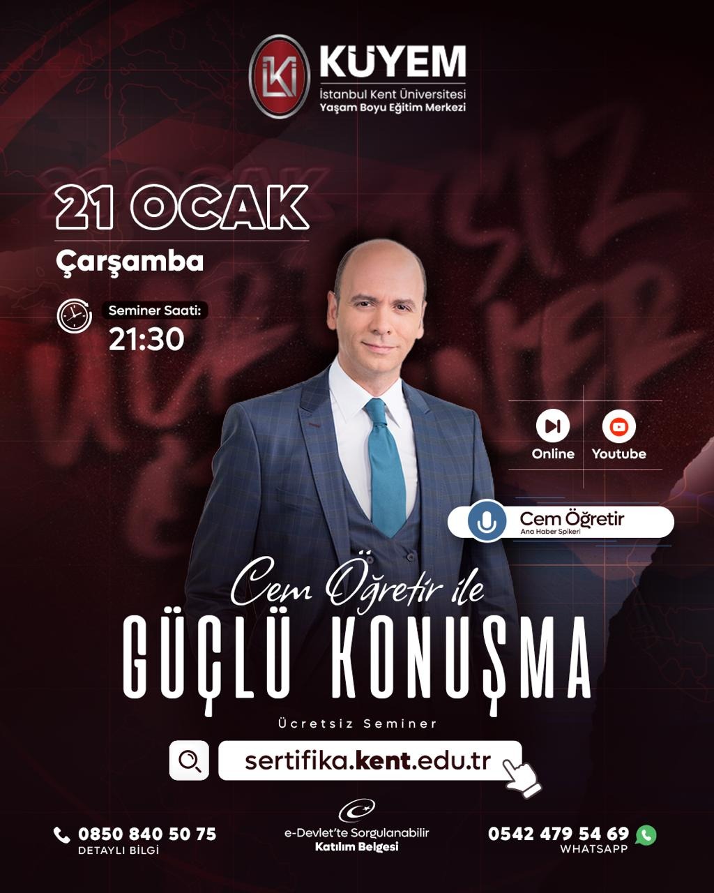 Cem Öğretir ile Güçlü Konuşma Ücretsiz Seminer Programı