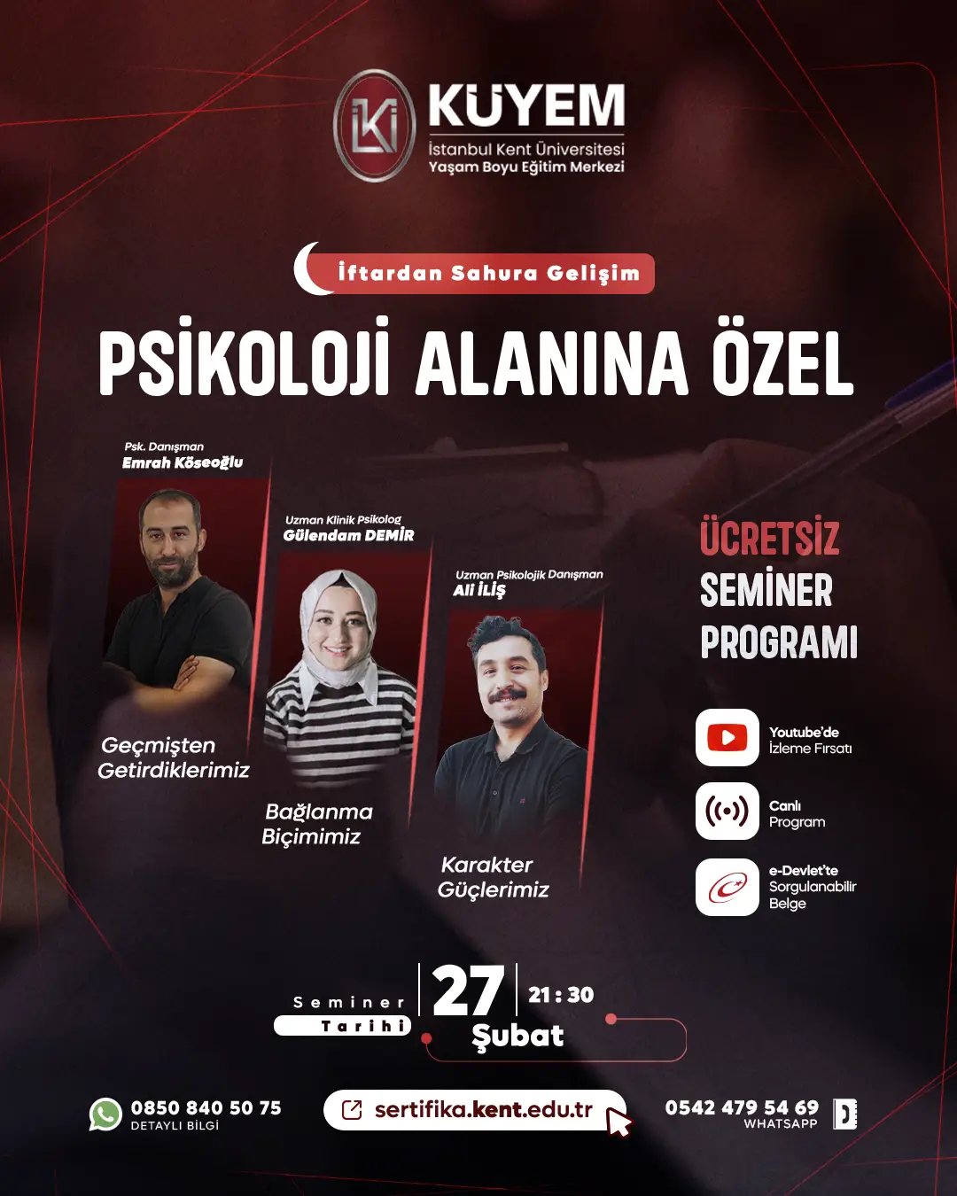 Psikoloji Alanına Özel Ücretsiz Seminer Programı