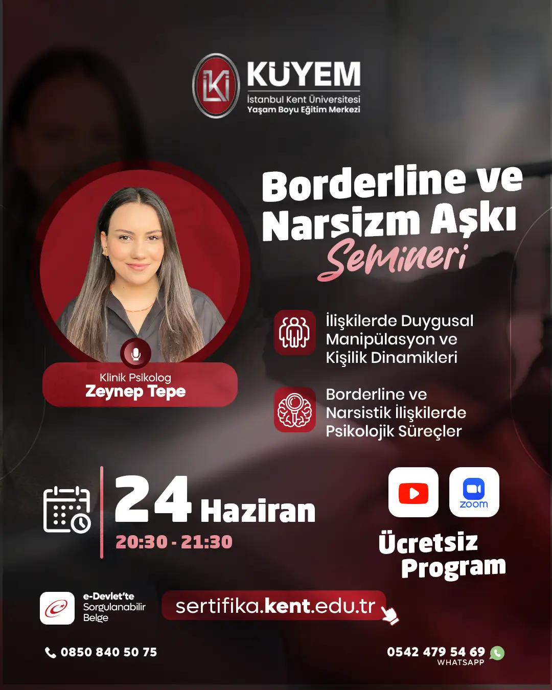 Borderline ve Narsizm Aşkı Ücretsiz Seminer Programı
