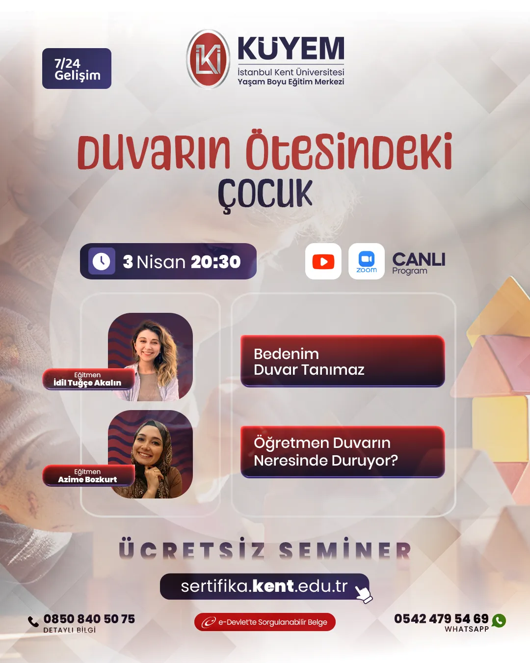 Duvarın Ötesindeki Çocuk Ücretsiz Seminer Programı