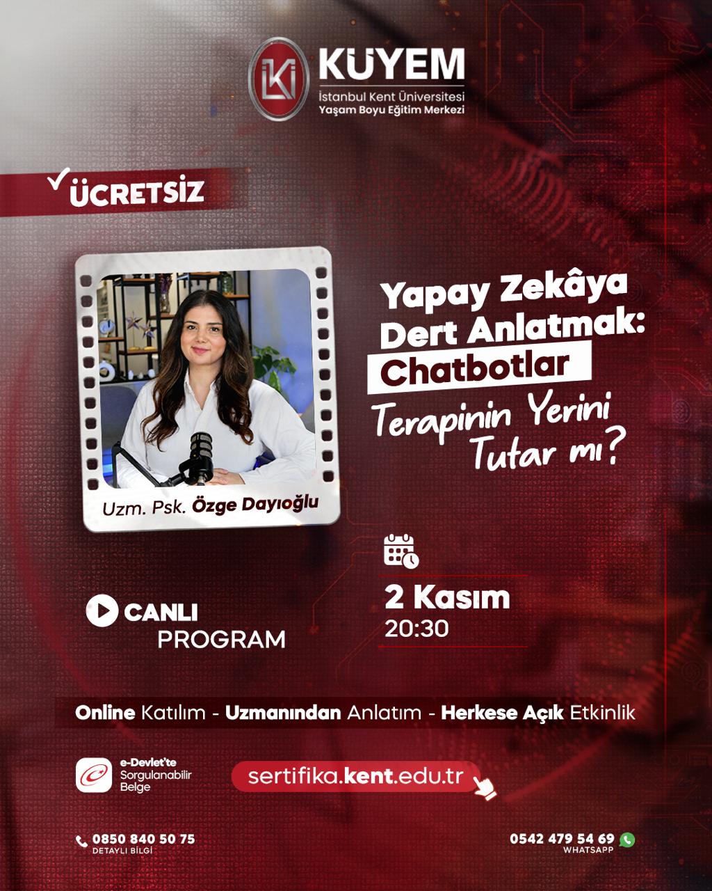 Yapay Zekâya Dert Anlatmak: Chatbotlar Terapinin Yerini Tutar mı? – Ücretsiz Seminer