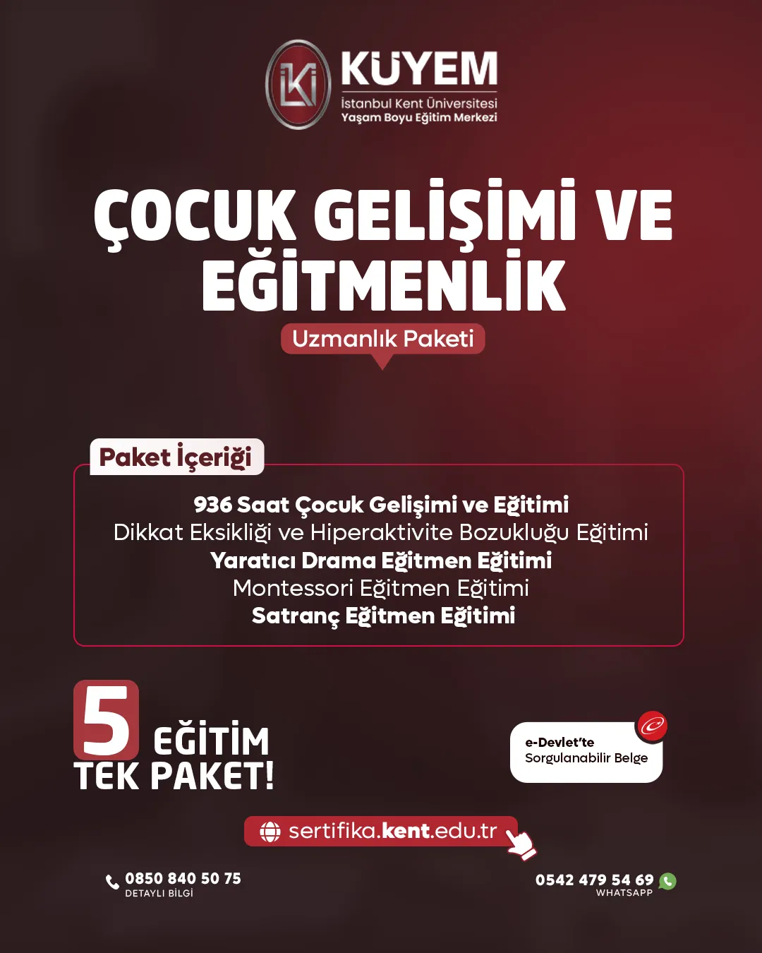 Çocuk Gelişimi ve Eğitmenlik Uzmanlık Paketi