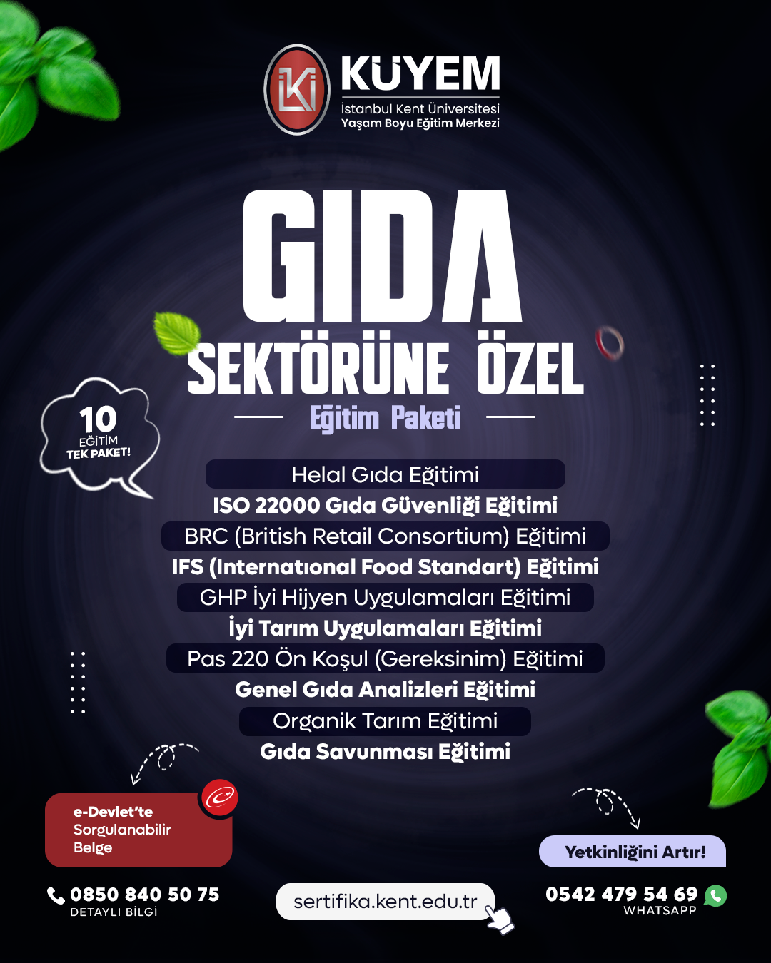 Gıda Sektörüne Özel Eğitim Paket Programı