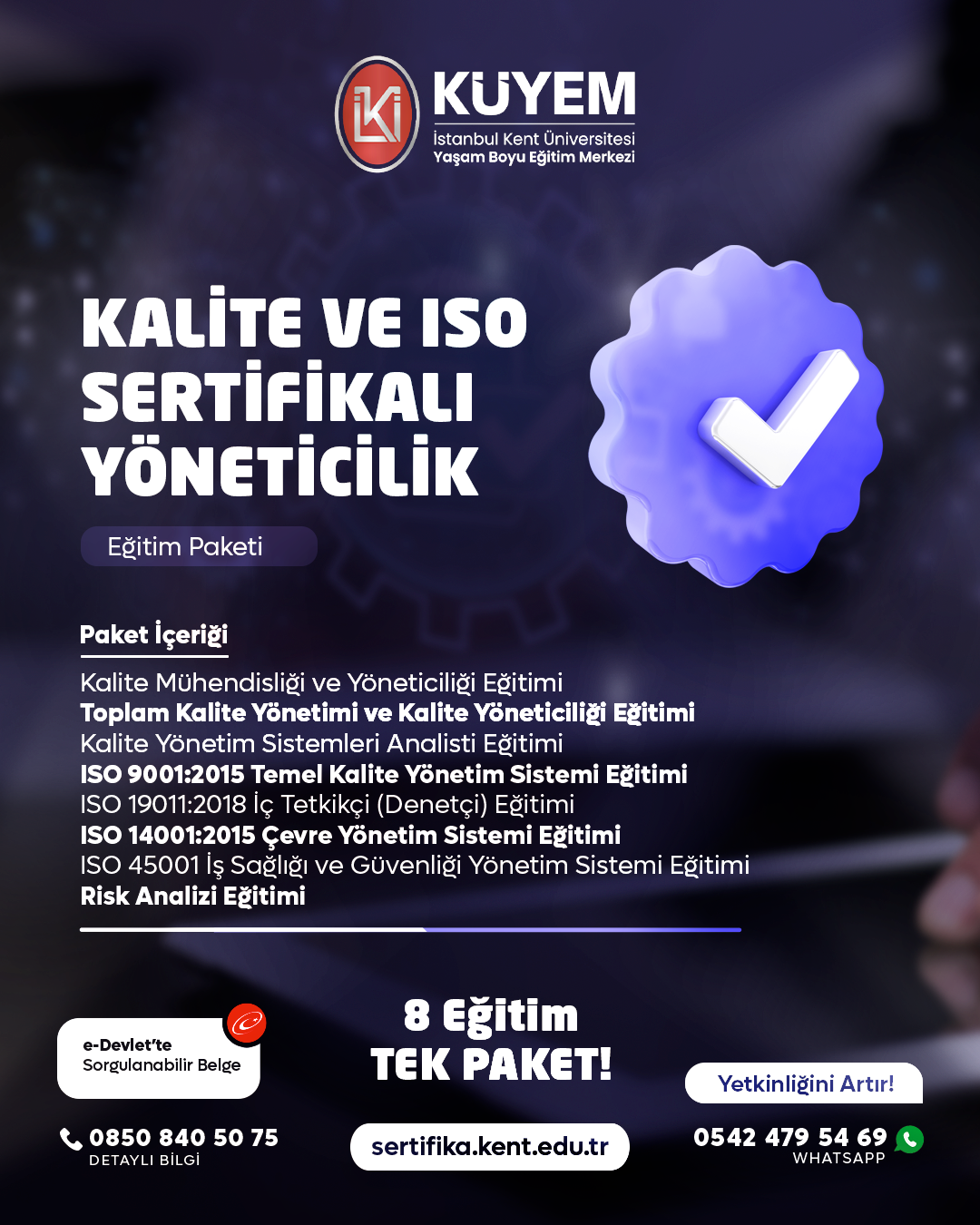 Kalite Ve Iso Sertifikalı Yöneticilik Eğitim Paket Programı