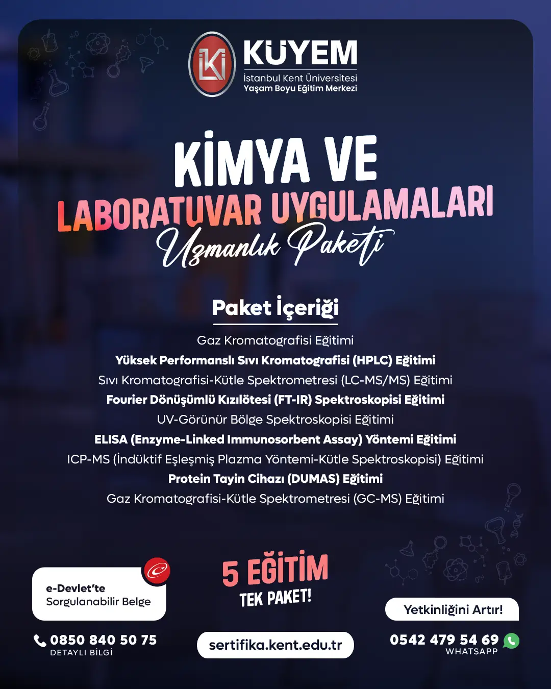 Kimya Ve Laboratuvar Uygulamaları Uzmanlık Eğitim Paket Programı