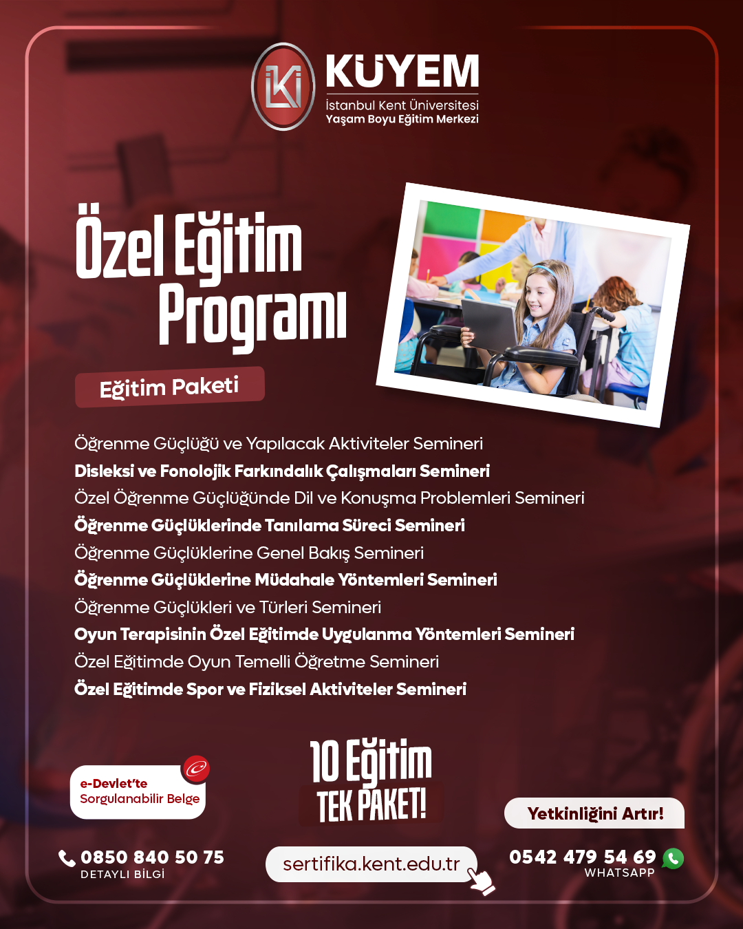 Özel Eğitim Programı (10'Lu Seminer Paketi) Eğitim Paket Programı