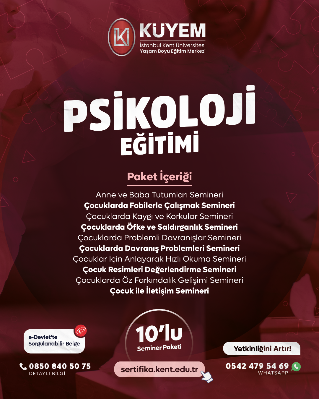 Psikoloji Eğitimi (10'Lu Seminer Paketi) Eğitim Paket Programı