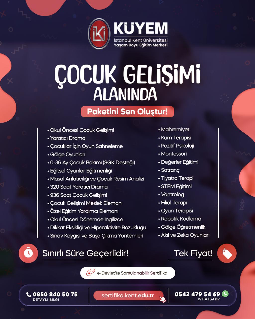Çocuk Gelişimi Sertifikaları - Kendi Paketini Oluştur