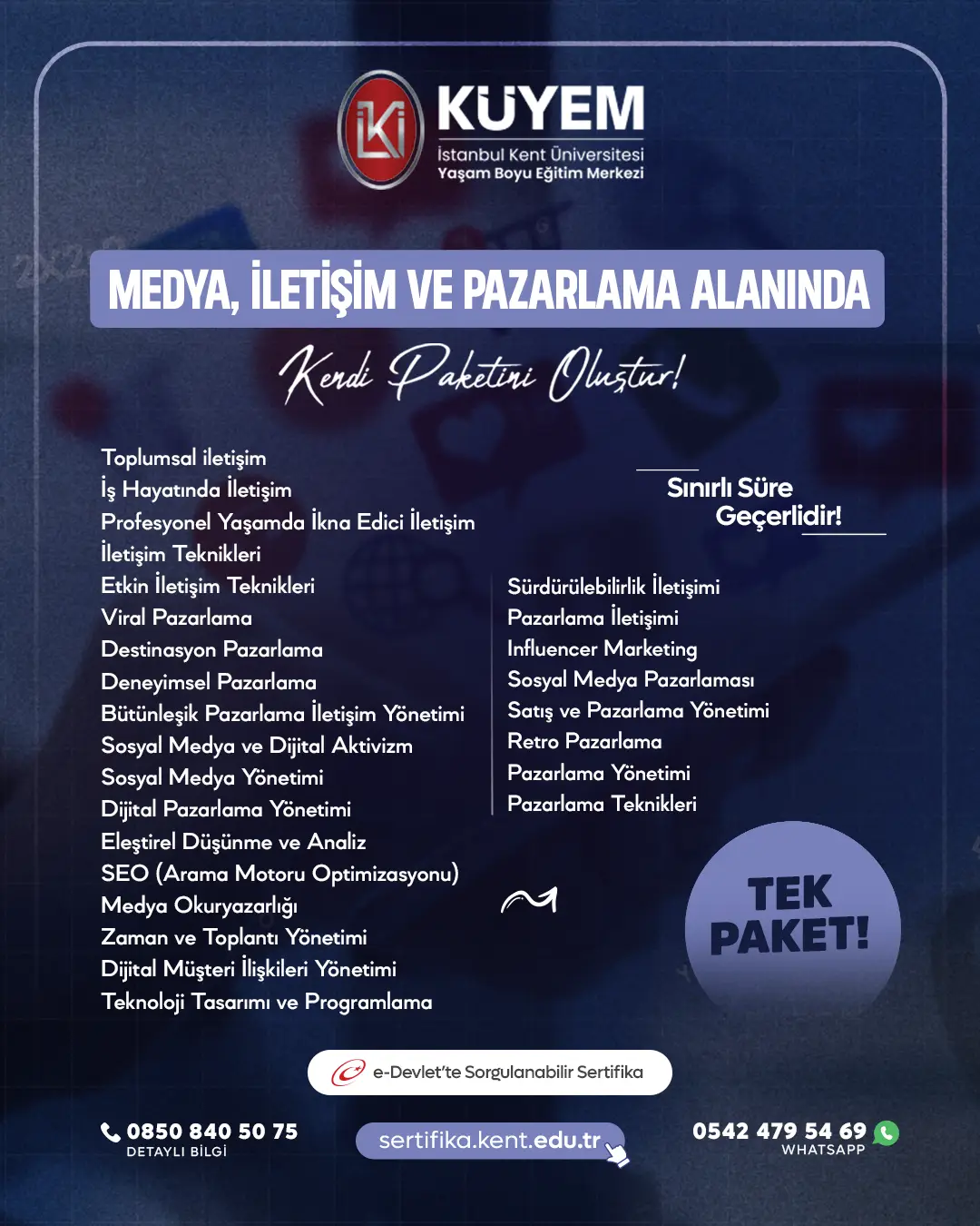 Medya, İletişim ve Pazarlama - Kendi Paketini Oluştur!