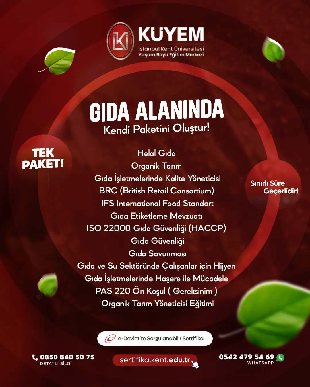 Gıda Alanına Özel Sertifikalar - Kendi Paketini Oluştur!