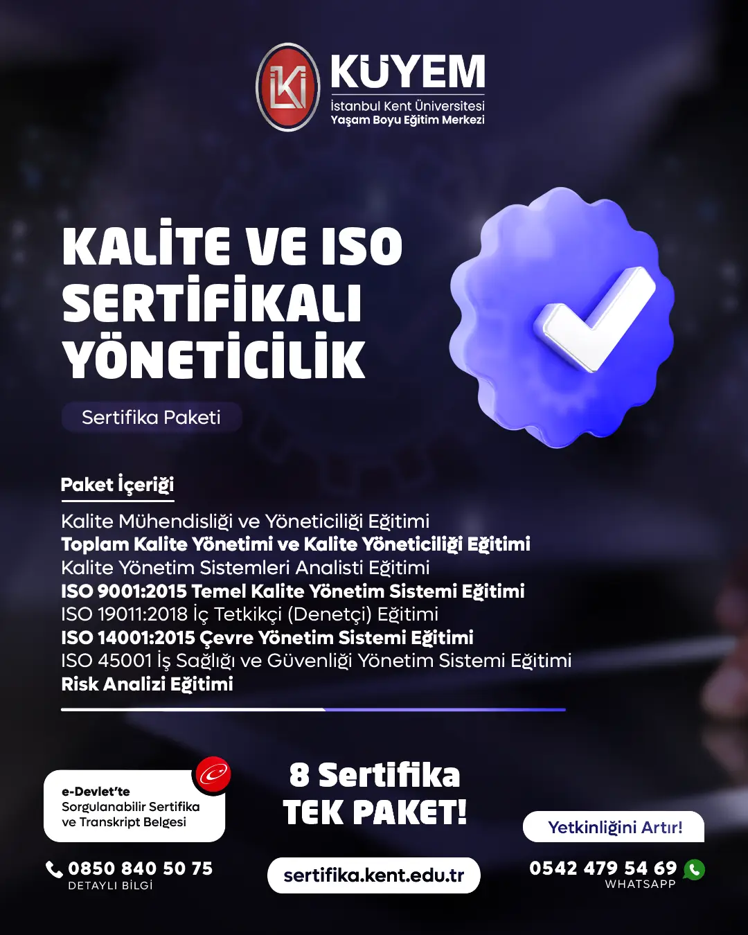 Kalite Ve Iso Sertifikalı Yöneticilik Sertifika Paket Programı