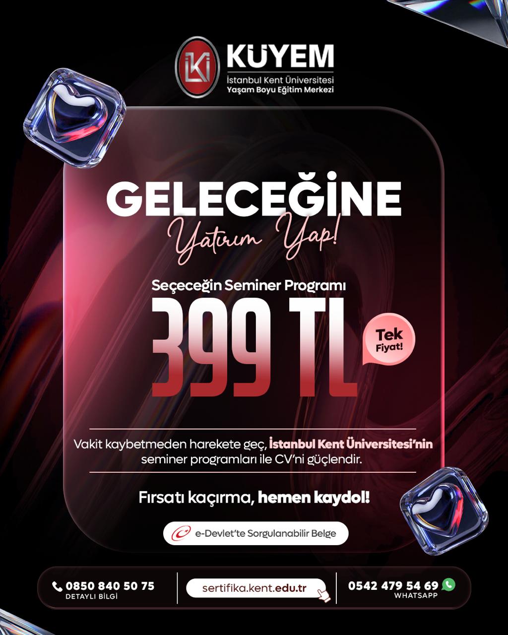 Seçeceğin Seminer Programı Sadece 399₺