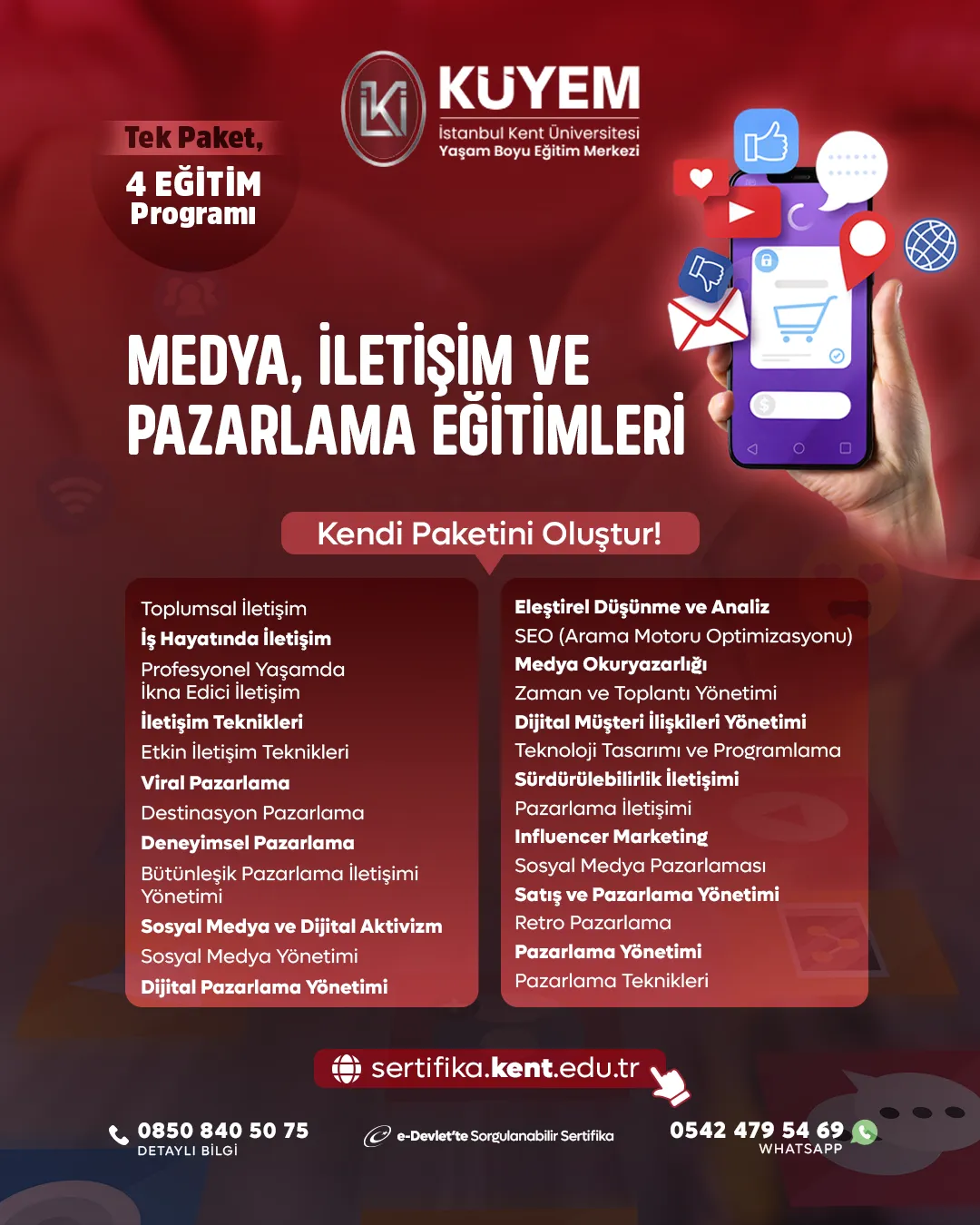 Medya, İletişim ve Pazarlama Eğitimleri - Kendi Paketini Oluştur!