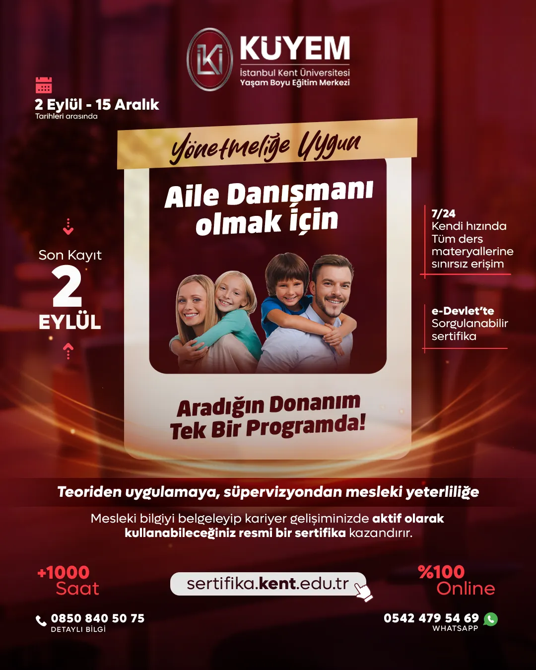 Aile Danışmanlığı Sertifika Programı (e-Devlet'te Sorgulanabilir, 1000 Saat) | İstanbul Kent Üniversitesi