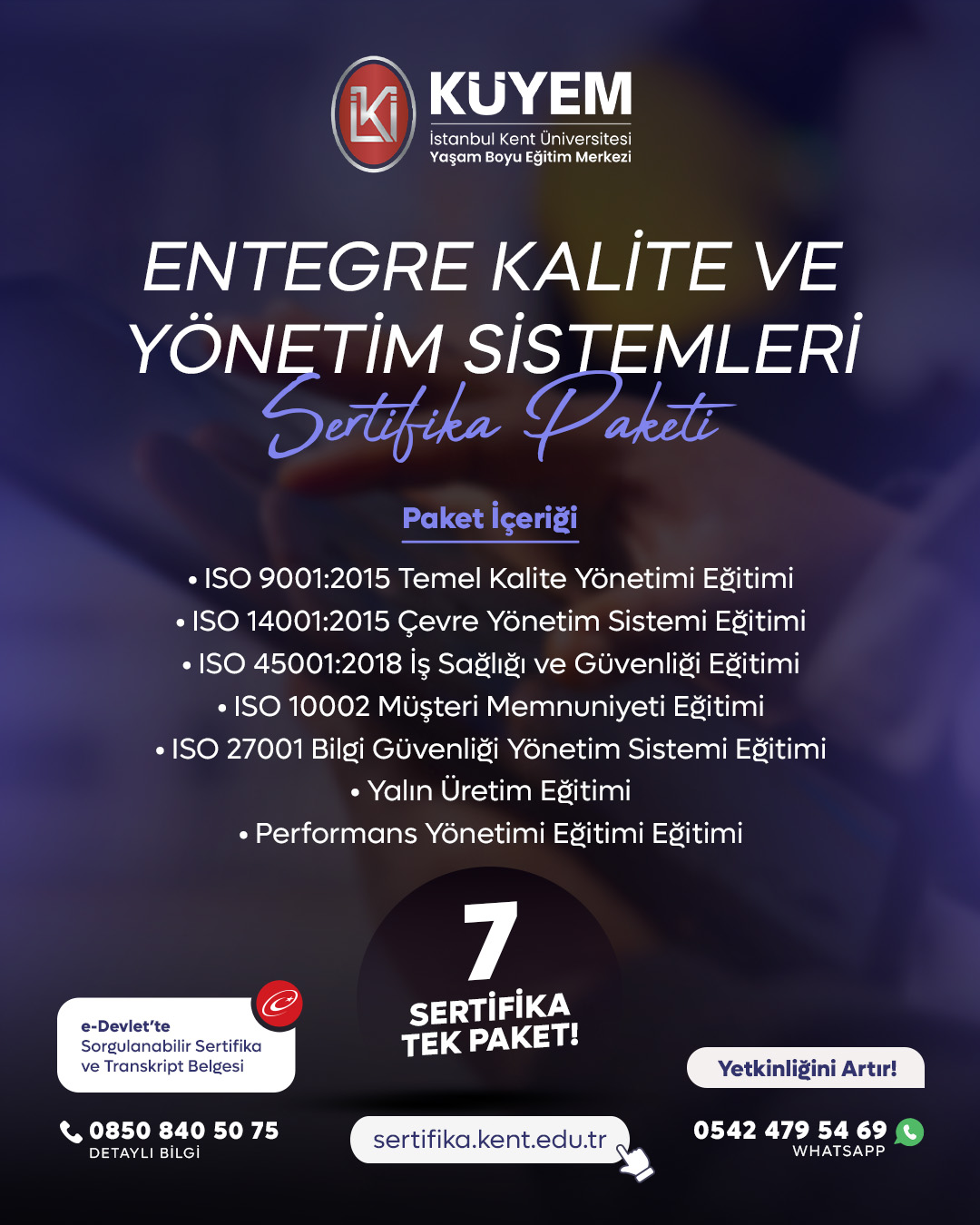 Entegre Kalite ve Yönetim Sistemleri Sertifika  Paket Programı 