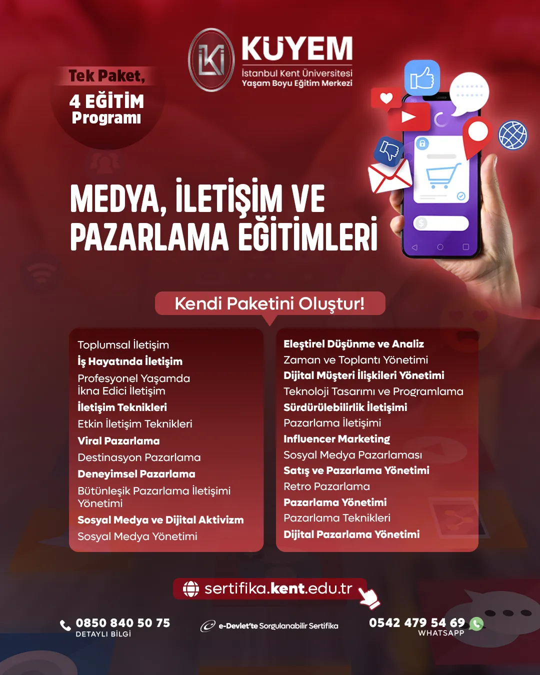 Medya, İletişim ve Pazarlama Eğitimleri - Kendi Paketini Oluştur!