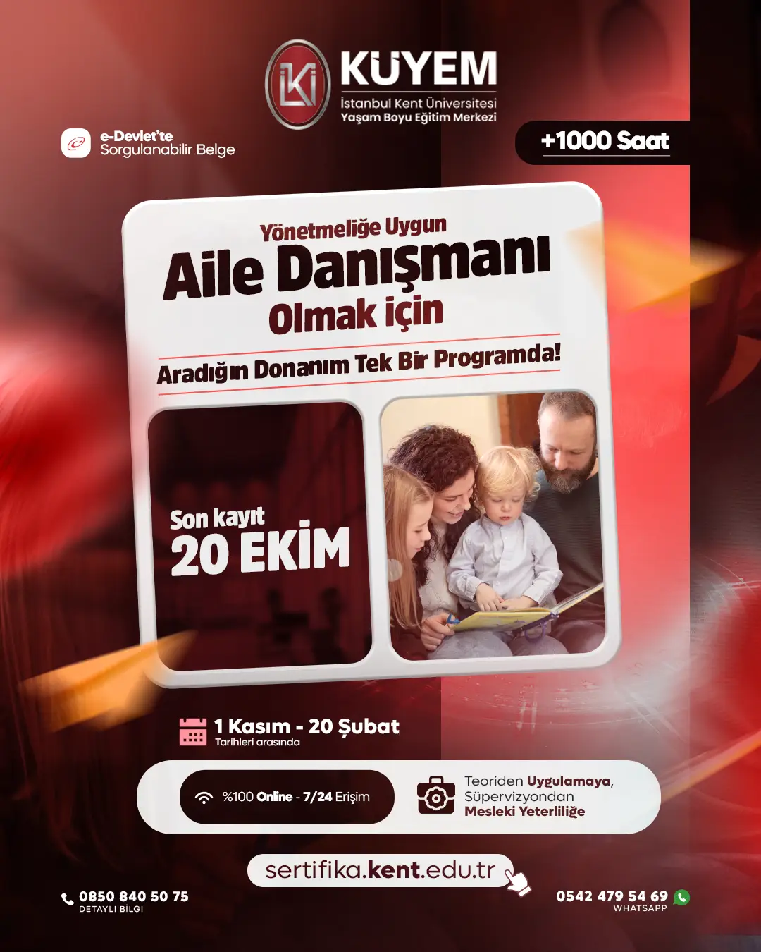 Aile Danışmanlığı Eğitim Programı (e-Devlet'te Sorgulanabilir, 1000 Saat) | İstanbul Kent Üniversitesi