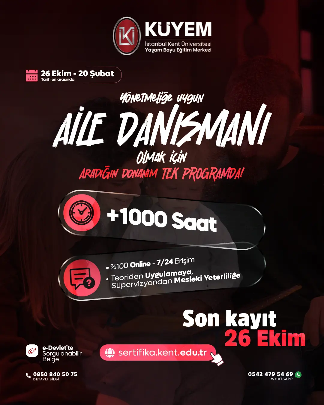 Aile Danışmanlığı Eğitim Programı (e-Devlet'te Sorgulanabilir, 1000 Saat) | İstanbul Kent Üniversitesi