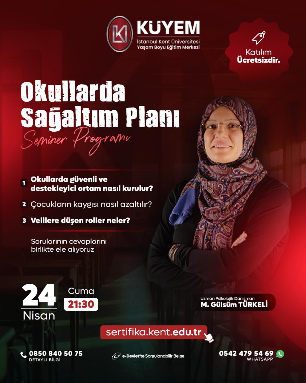 Okullarda Sağaltım Planı Ücretsiz Seminer Programı