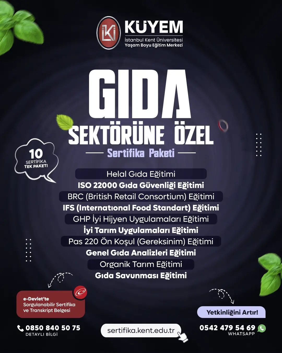 Gıda Sektörüne Özel Sertifika Paket Programı