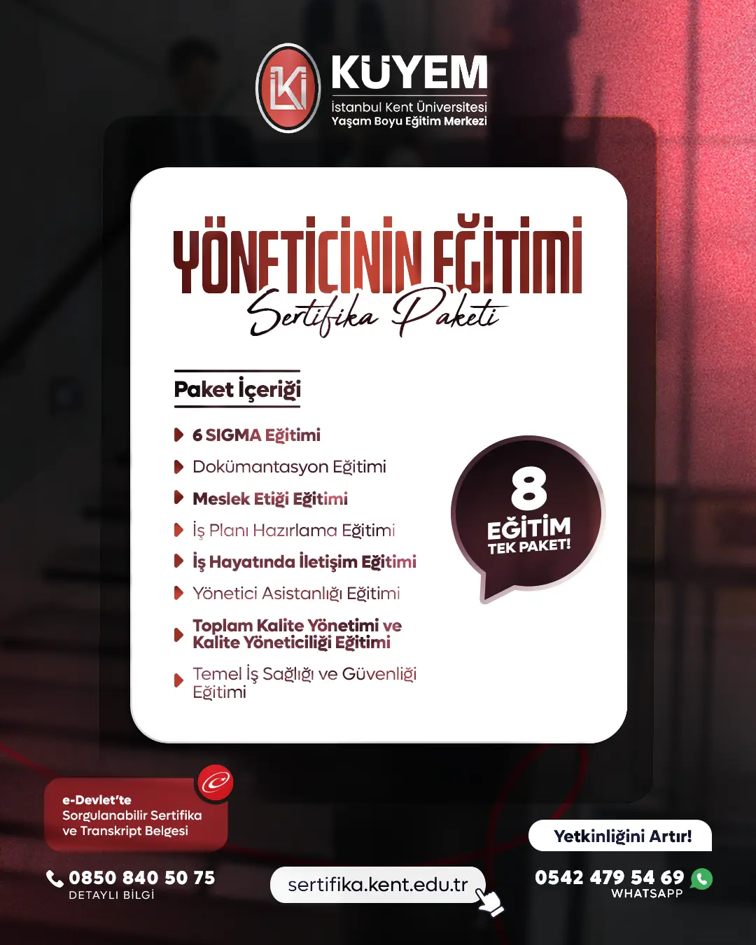 Yöneticinin Eğitimi Sertifika Paket Programı