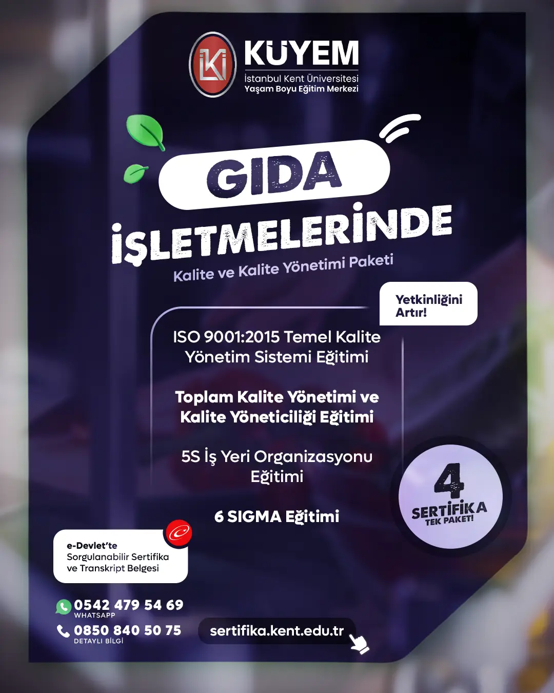 Gıda İşletmelerinde Kalite Ve Kalite Yönetimi Sertifika Paket Programı