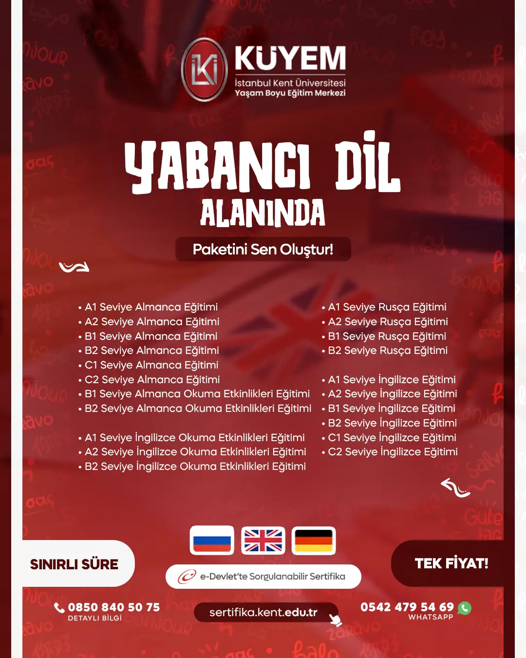 Yabancı Dil Alanına Özel Sertifikalar - Kendi Paketini Oluştur