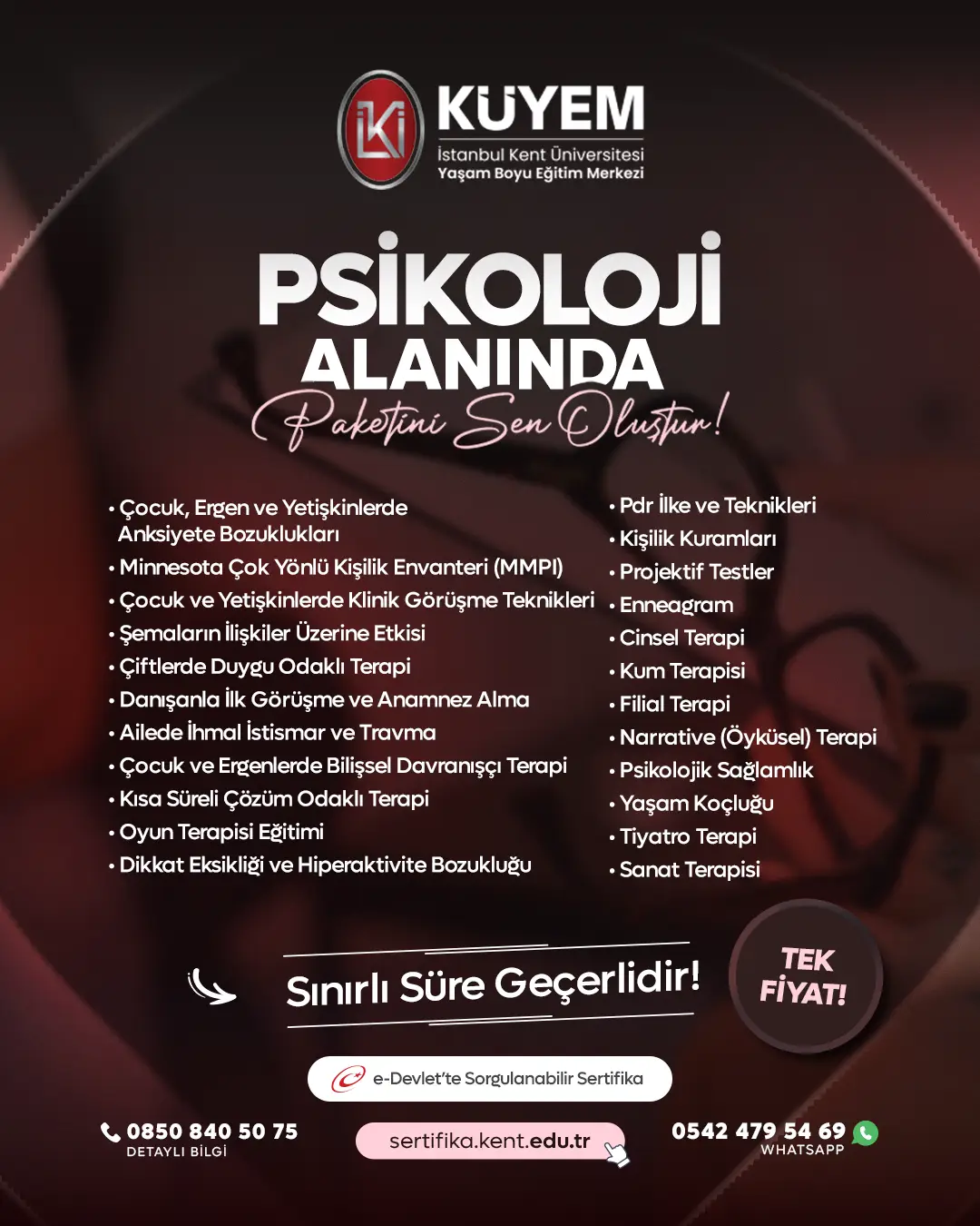 Psikoloji Alanına Özel Sertifikalar - Kendi Paketini Oluştur