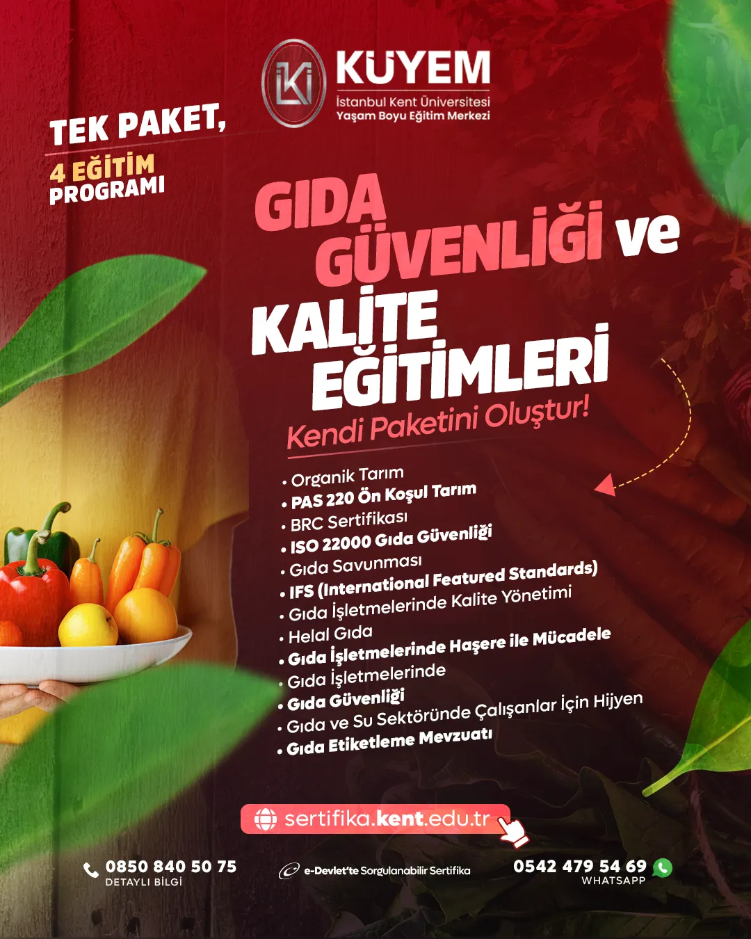 Gıda Güvenliği ve Kalite Eğitimleri - Kendi Paketini Oluştur!