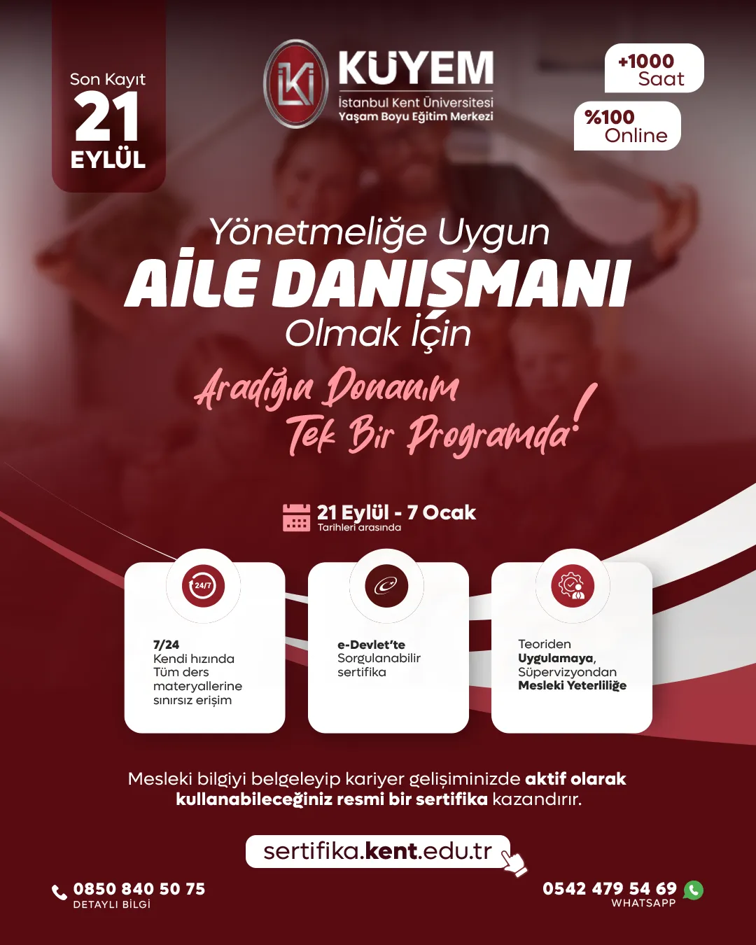 Aile Danışmanlığı Sertifika Programı (e-Devlet'te Sorgulanabilir, 1000 Saat) | İstanbul Kent Üniversitesi
